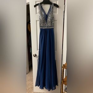 Faviana blue prom dress